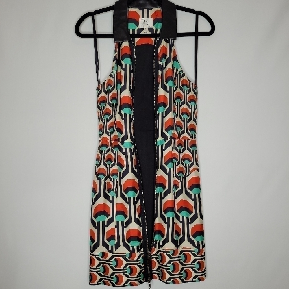 Milly Green, Red and Black Geometric Sheath Dress - Picture 9 of 15